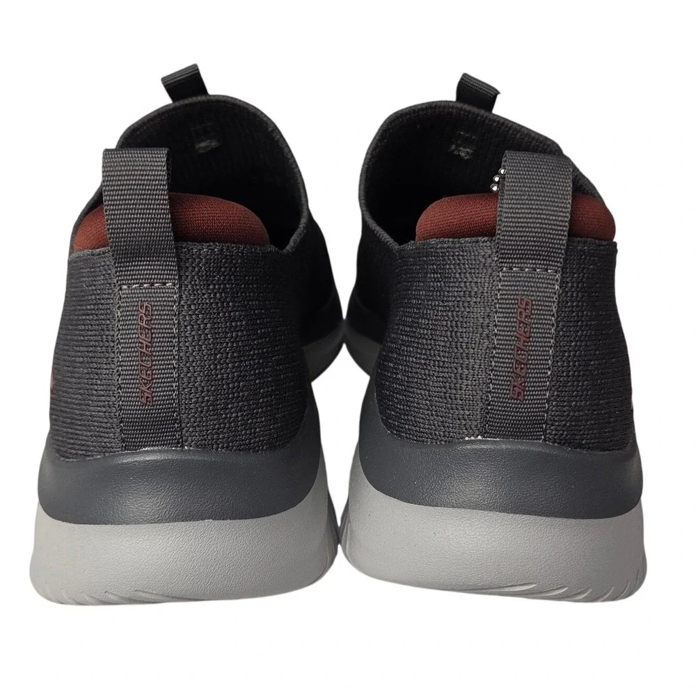 Skechers Ultra Flex 3.0 Demchek Shoes Men 9 Gray Red Slip On Sneaker Stretch NEW
